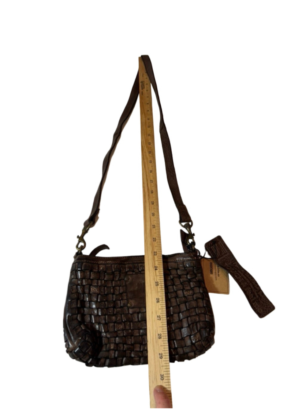 My Biba Brown Woven Leather Crossbody Bag Boho Festival Artisan Handcrafted Purs - Picture 9 of 9
